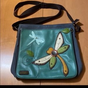 Chala Teal Dragonfly Small Messenger Bag/Purse